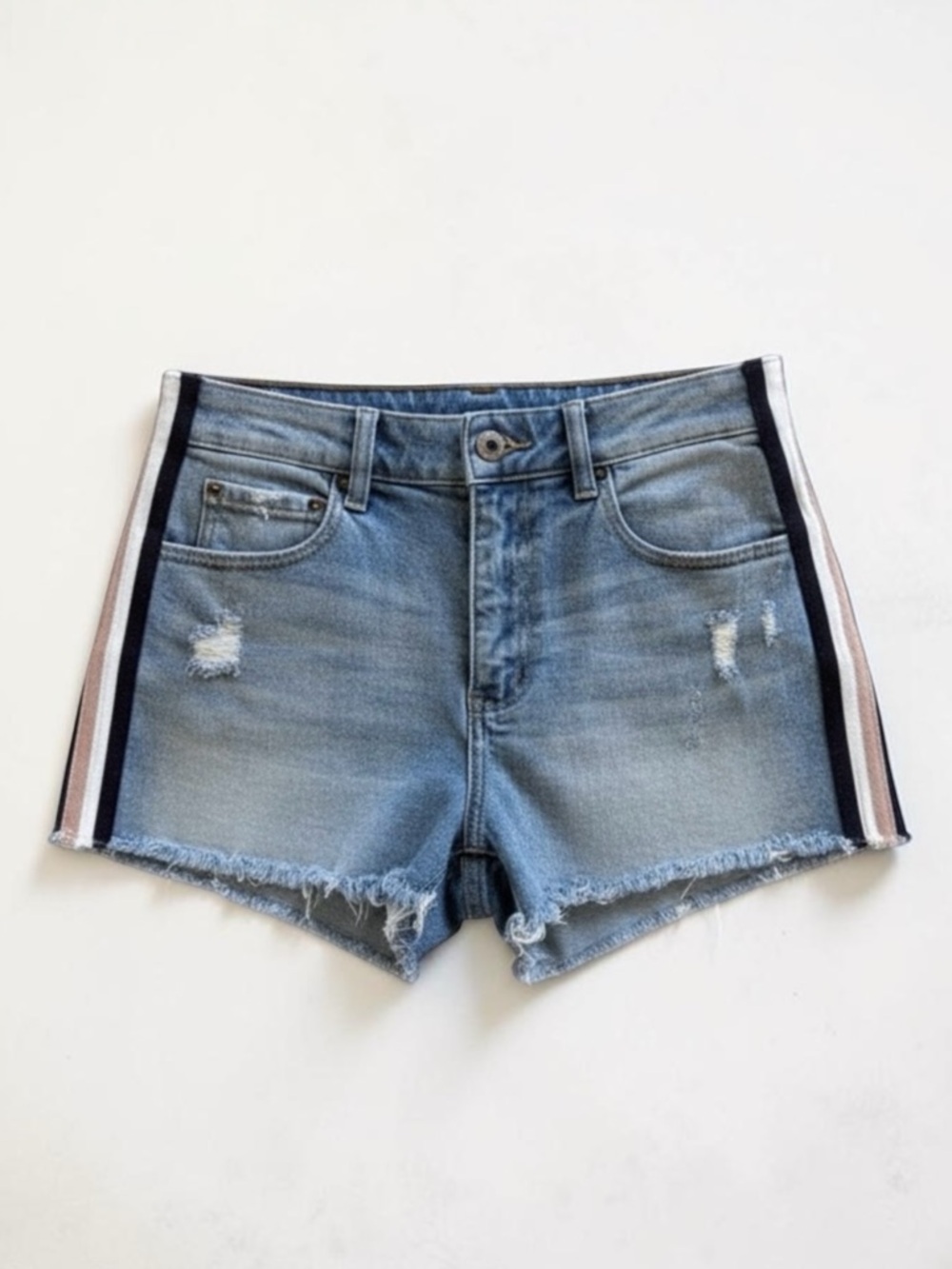 Pistola Winston High Rise Denim Cutoff Shorts Side Stripe Size 26